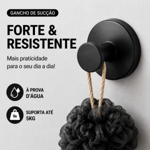 Ganchos de Ventosa de Aço Inoxidável para Banheiro - Único, Sem Furos e sem Perfuração