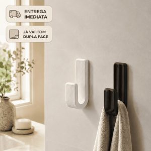 Gancho com Adesivo para Parede - Suporte Resistente para Toalhas de Banheiro/Cozinha - Sem furos