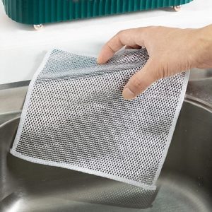 Kit Ate 24 Pano De Limpeza De Arame Metálico Malha Não Oleosa Fogão De Cozinha Prato & Panelas