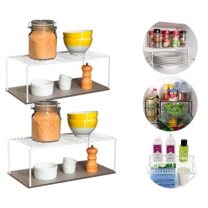 Kit Organizador Armário Cozinha Prateleira Aramado Aço 32cm
