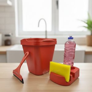 Kit Lixeira Com Porta Detergente Porta Esponja Rodinho Organizador de Pia