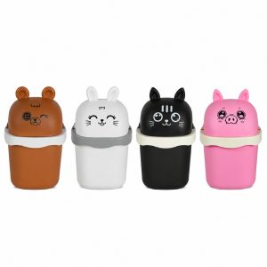 Mini Lixeira com Tampa 1,5 Litros Multiuso Lixeira de Mesa Infantil Bichinho Cozinha