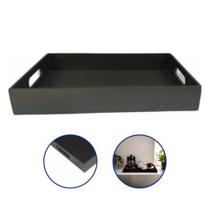 Bandeja Preta Decorativa MDF Grande 40x30cm - Com Alça Ideal para Café, Lavabo e Decoração