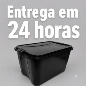 Kit 2/4/6/8/ Caixa Organizadora 15 Litros Preta Com Tampa e Trava Multiuso Empilhável Premium