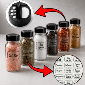 kit Potes tempero 200ml/300ml  Reforçado  + Etiquetas Tempero | Envio Imediato