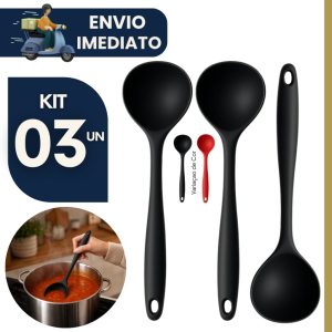 Kit 3 Conchas Silicone para Feijão Sopa Molho Ensopado Não Resistente ao Calor Cozinha Concha Grande