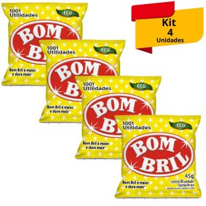 Kit 4 Unidades Esponja de Aço Bombril com 06 Unidades 45g Casa Cozinha Limpeza