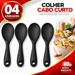 JOGO 4/2 Colher Silicone Servir Arroz Cabo Curto 21cm Restaurante Lanchonete Buffet Casa Utensilio Culinário