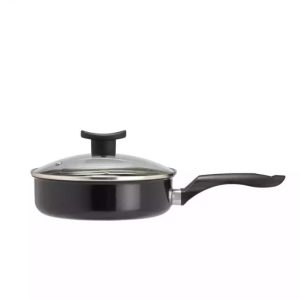 Frigideira Antiaderente Indução Gás 18 cm Tampa de Vidro  Premium Não Gruda