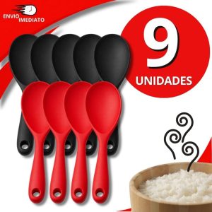 Colher Cabo Curto 21cm Silicone  Arroz Restaurante Lanchonete Buffet Casa Utensilio Culinário