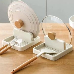 Suporte de Tampa Panela e Talheres Multifuncional Organizador Cozinha Bancada
