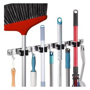 Suporte Vassoura Inox 7 ou 9 Acessórios Grande Porta Vassoureiro Design Moderno E Organizador Ambientes