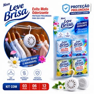 KIT C/ 01UN / 03UN  / 06UN ou 12UN Leve Brisa Anti Mofo Armário Guarda Roupa Neutraliza Odores