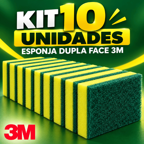Esponja Multiuso Dupla Face Tinindo da 3M Pct C/10 Unidades - NF - ENVIO RÁPIDO