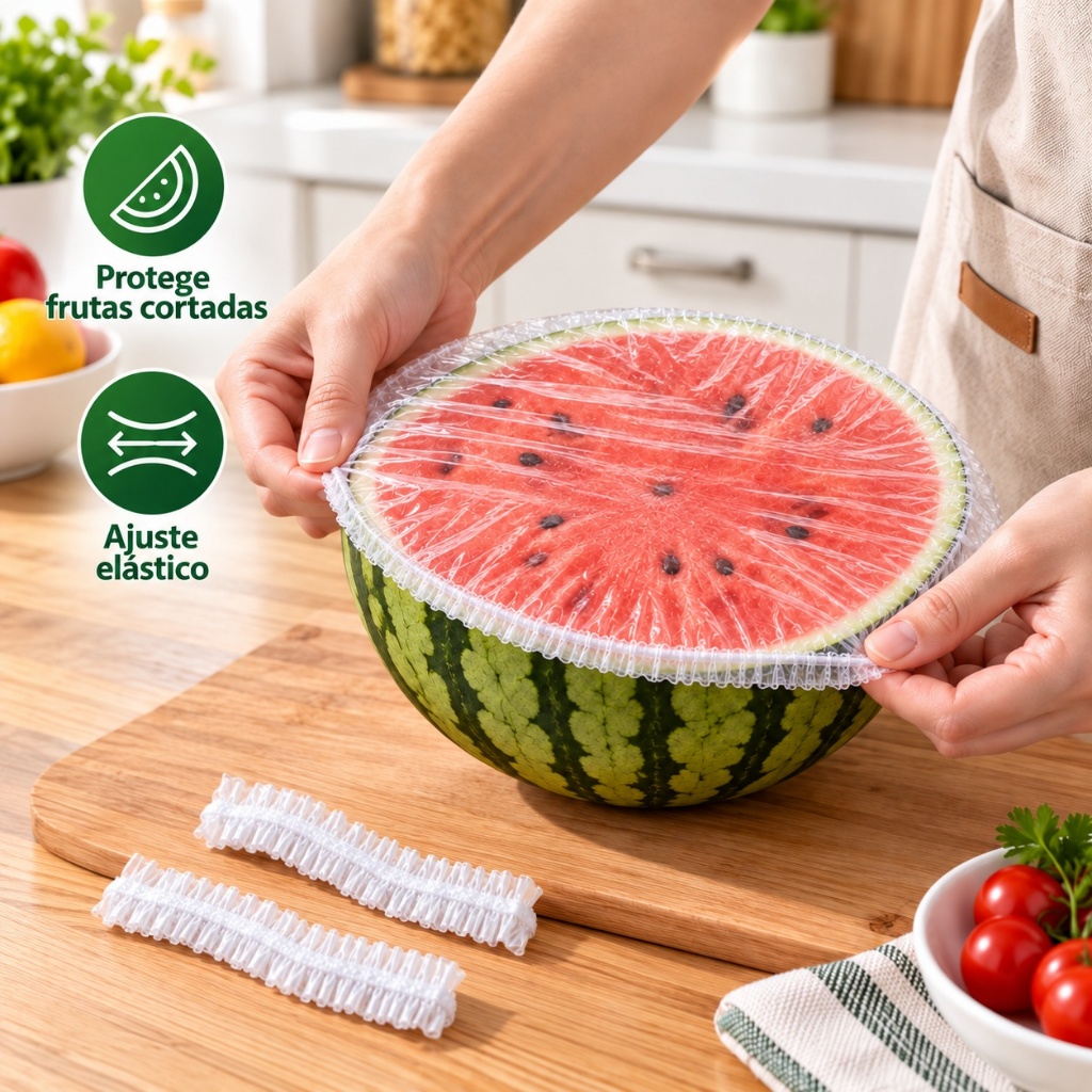 100 Tampas Plásticas Descartáveis com Elástico para Alimentos Uso em Micro-ondas