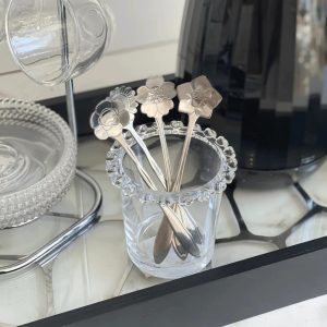 Porta Talheres Coração Cristal Copo Vidro Decorativo Elegante