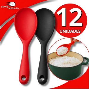 Colher Cabo Curto 21cm Silicone  Arroz Restaurante Lanchonete Buffet Casa Utensilio Culinário