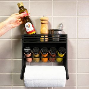 Porta Temperos de Parede 5 Potes 130ml Tampa Dupla + Buchas e Etiquetas Organizador Completo Cozinha