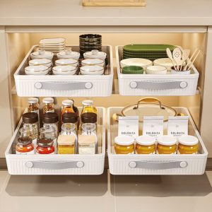 Gaveta Organizadora 42cm Rack Deslizante Expansível Facilitador De Armário Sem Furo Adesivo 42X30x7