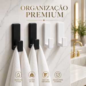 Gancho Adesivo 3M Multiuso Sem Furo Porta Toalha Cabideiro Organizador Suporte Banheiro Cozinha