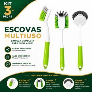 Conjunto de Escovas de Limpeza 3 ou 1 Multiuso Cozinha Banheiro Azulejo Pia Cantos Escova Multiuso67 Redonda66 Canto68