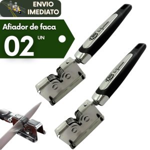 Kit 02 Amolador e Afiador de Faca Afia Facas Profissional de Inox para Utensílios Cozinha Churrasco