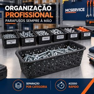 Kit 10 Cestos Organizadores Multiuso Plástico Branco Cinza Preto para Cozinha Banheiro Armário Gaveta